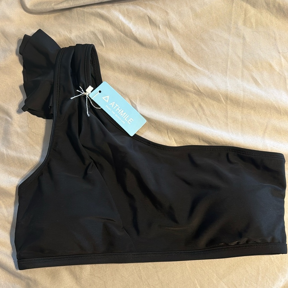 NEW asymmetrical black bathing suit top